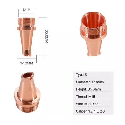फाइबर लेजर वेल्डर हेड के लिए H35.6mm लेजर वेल्डिंग नोजल M16 थ्रेड